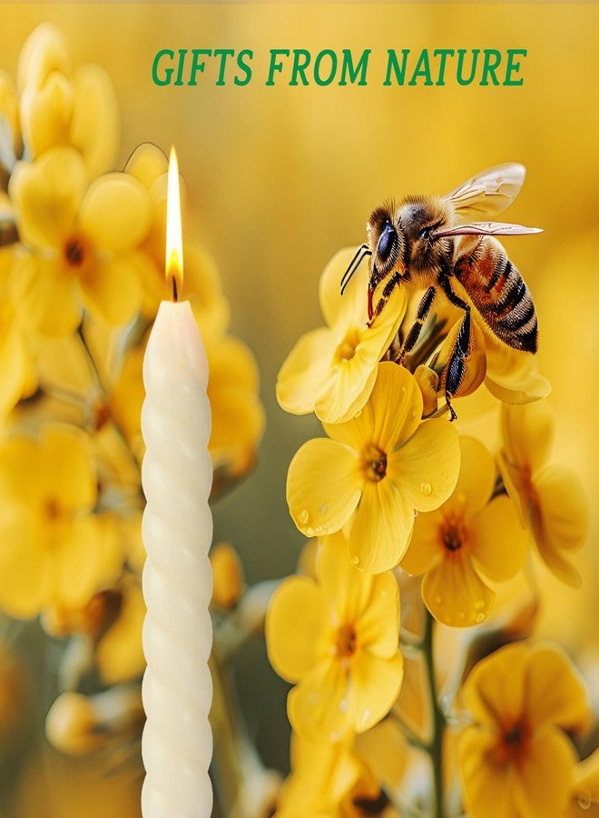 ENCANLIGHT Beeswax Taper Candles, 5 Inch Spiral Tapered Candles 10 Pack, 0.78" Diameter Ivory Natural Bees Wax Candlesticks, 4.5 Hours Long Lasting - Smokeless and Unscented for Home Decoration, Wedding, Party - Image 3
